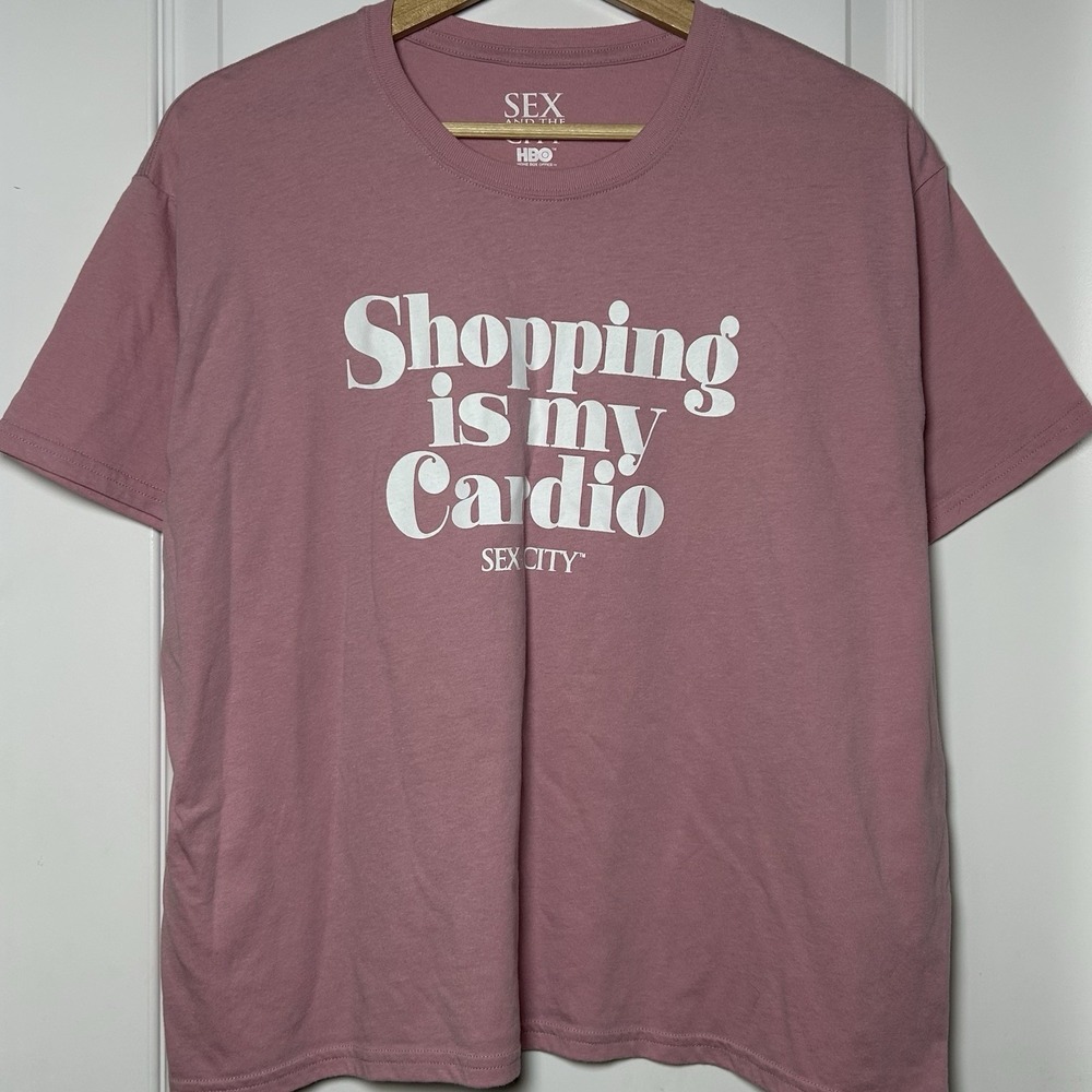 HBO Sex and‎ the City Shopping is My Cardio Mauve Graphic Print Boxy T-Shirt